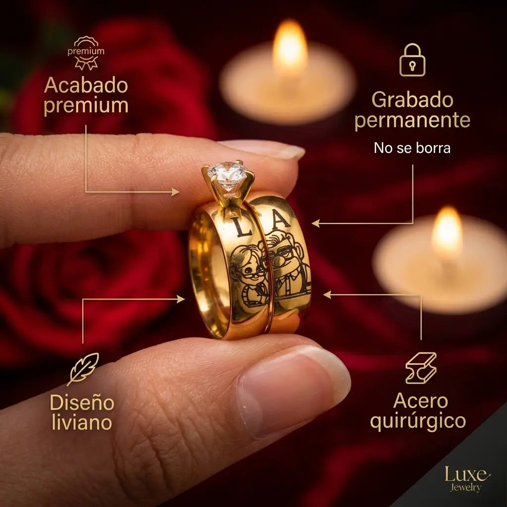 👩‍❤️‍👨ANILLOS UP DE PROMESA™ CON INICIALES🎁¡Solo HOY Acta GRATIS!