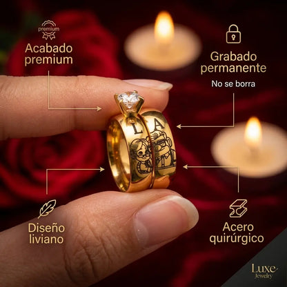 👩‍❤️‍👨ANILLOS UP DE PROMESA™ CON INICIALES🎁¡Solo HOY Acta GRATIS!