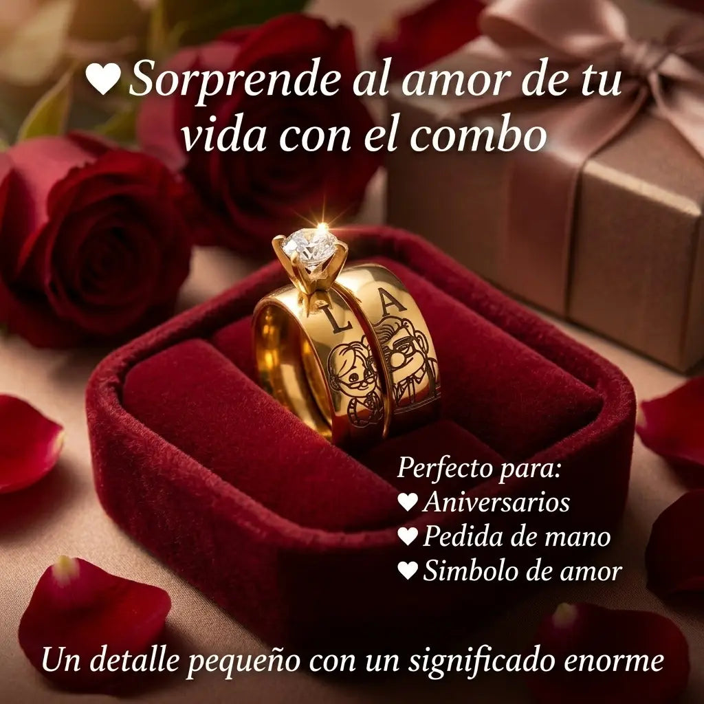👩‍❤️‍👨ANILLOS UP DE PROMESA™ CON INICIALES🎁¡Solo HOY Acta GRATIS!