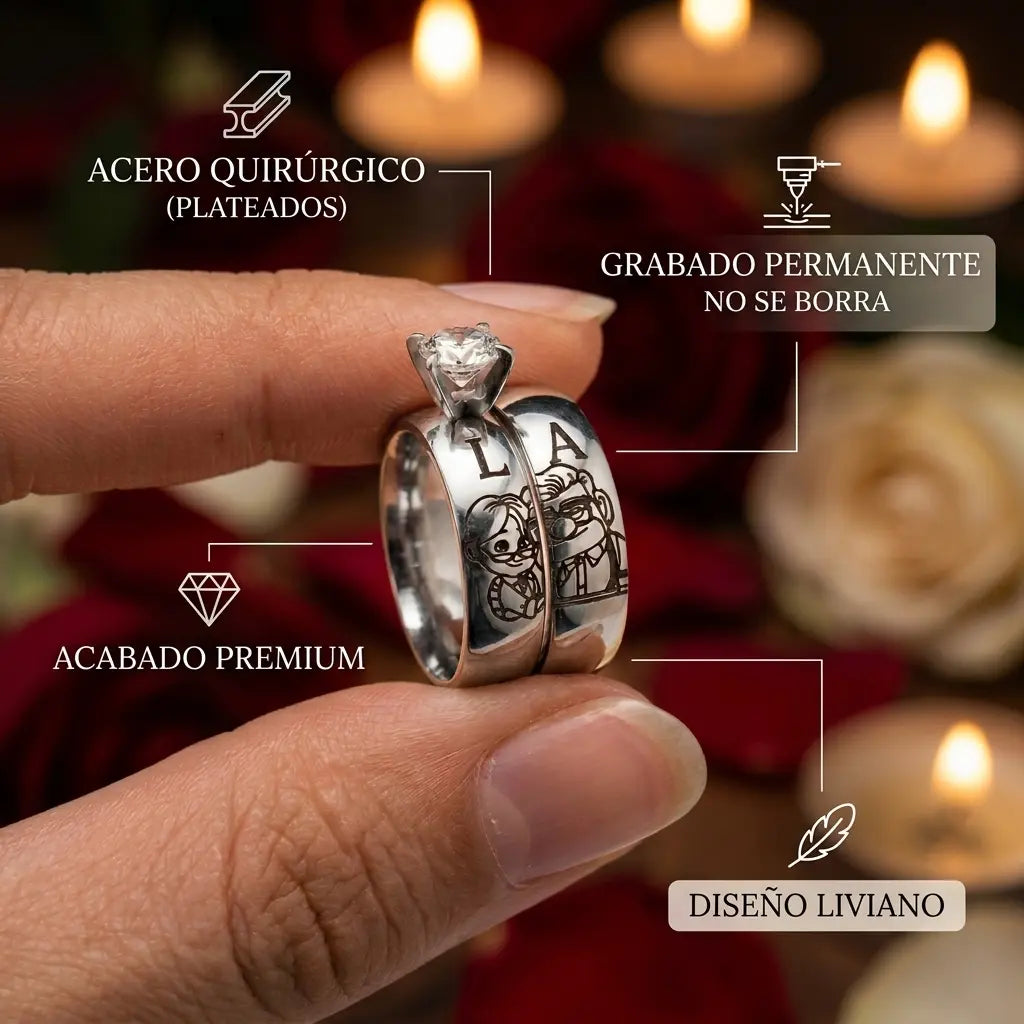 👩‍❤️‍👨ANILLOS UP DE PROMESA™ CON INICIALES🎁¡Solo HOY Acta GRATIS!